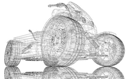 Quad bike, motorcycle,  3D model body structure, wire modelの写真素材