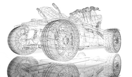 Quad bike, motorcycle,  3D model body structure, wire modelの写真素材