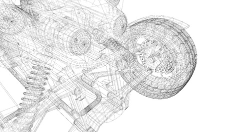 Quad bike, motorcycle,  3D model body structure, wire modelの写真素材
