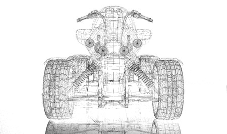 Quad bike, motorcycle,  3D model body structure, wire modelの写真素材