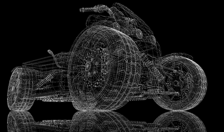 Quad bike, motorcycle,  3D model body structure, wire modelの写真素材