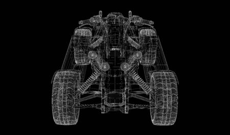 Quad bike, motorcycle,  3D model body structure, wire modelの写真素材