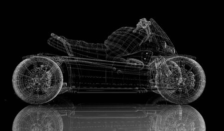 Quad bike, motorcycle,  3D model body structure, wire modelの写真素材
