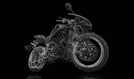  bike, motorcycle,  3D model body structure, wire modelの写真素材