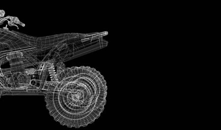 Quad bike, motorcycle,  3D model body structure, wire modelの写真素材