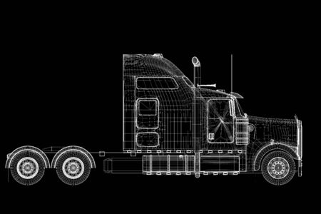 Logistics - Trucking - 3D model, body structure , wire modelの写真素材
