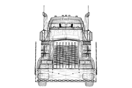 Logistics - Trucking - 3D model, body structure , wire modelの写真素材