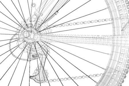 Mountain Bicycle 3D model, body structure , wire model