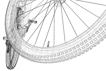 Mountain Bicycle 3D model, body structure , wire modelの写真素材