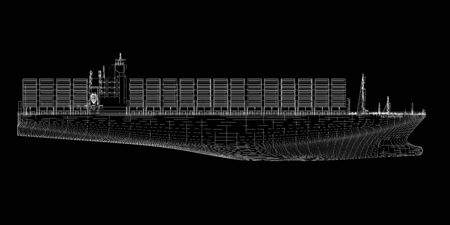 Container Ship Cargo 3D model body structure, wire modelの写真素材