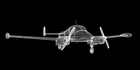 Small Piper Airplane , model body structure, wire modelの写真素材