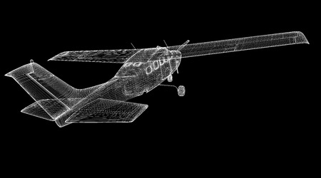 Small Piper Airplane , model body structure, wire modelの写真素材