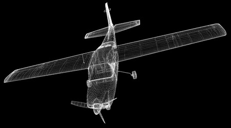 Small Piper Airplane , model body structure, wire modelの写真素材