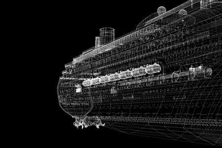 cruise liner ship body structure, wire modelの写真素材
