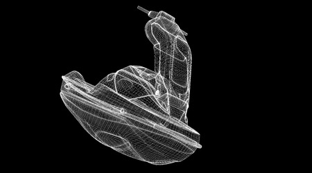 Jetski  isolated  view,  body structure, wire model
