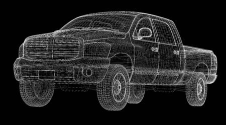 pick up truck , model body structure, wire modelの写真素材