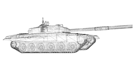 military tank model, body structure, wire modelの写真素材