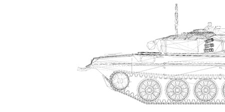 military tank model, body structure, wire modelの写真素材