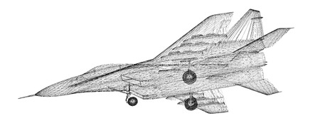 Fighter Plane model, body structure, wire modelの写真素材