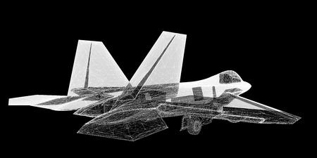 Fighter Plane model, body structure, wire model