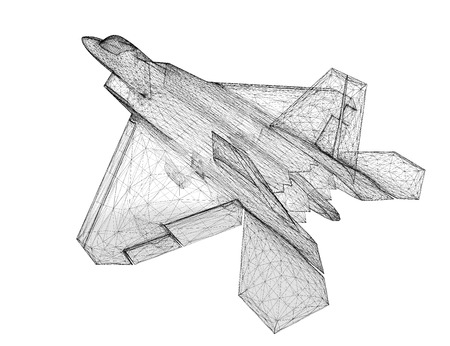 Fighter Plane model, body structure, wire modelの写真素材