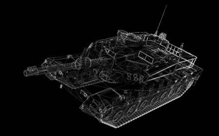 military tank model, body structure, wire modelの写真素材