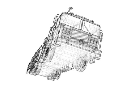 Fire Engine, model, body structure, wire modelの写真素材