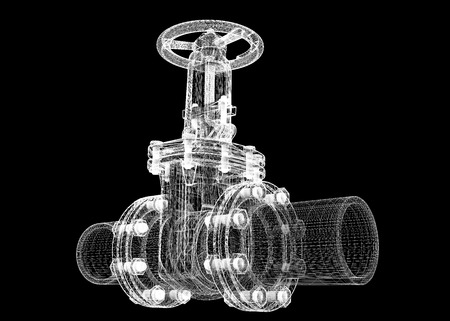 Pipeline stopcock, body structure , wire modelの写真素材