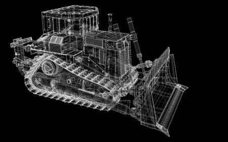 Heavy Equipment Bulldozer, body structure, wire modelの写真素材