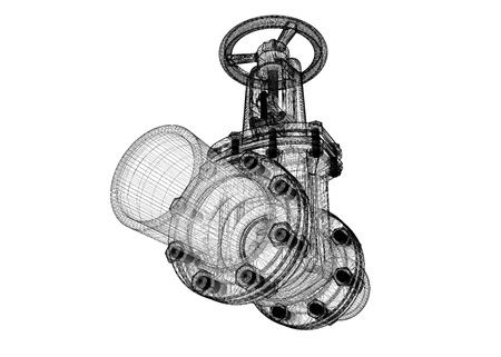 Pipeline stopcock, body structure , wire modelの写真素材