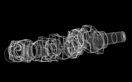crankshaft, body structure, wire model on backgroundの写真素材