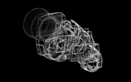 crankshaft, body structure, wire model on background