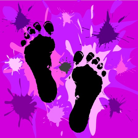 black footprint  . Isolated on color background .のイラスト素材