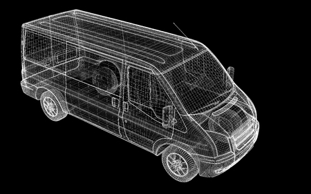 delivery van, body structure, wire modelの写真素材