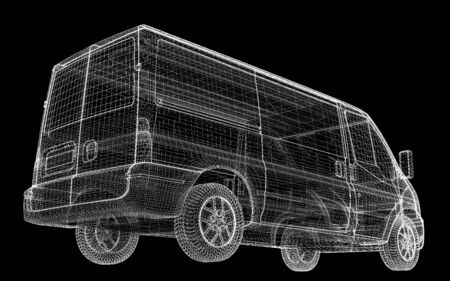 delivery van, body structure, wire modelの写真素材