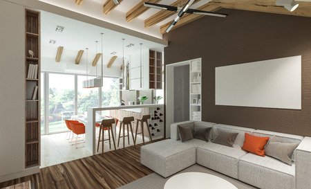 stylish modern interior of the houseの写真素材