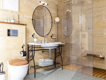 model interior of bathroom . 3D illustration .の写真素材
