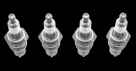 Sparkplug, body structure, wire model on background