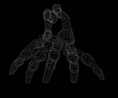 Human body, hand , body structure , wire model