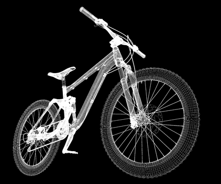Mountain Bicycle 3D model, body structure , wire modelの写真素材