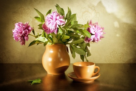 Still life in pastel colors retro styleの写真素材