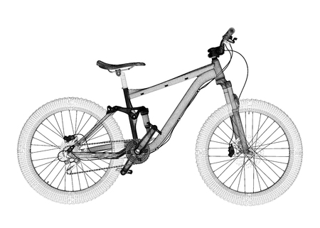 Mountain Bicycle 3D model, body structure , wire modelの写真素材