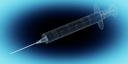 Medical syringe for injections on a backgroundの写真素材