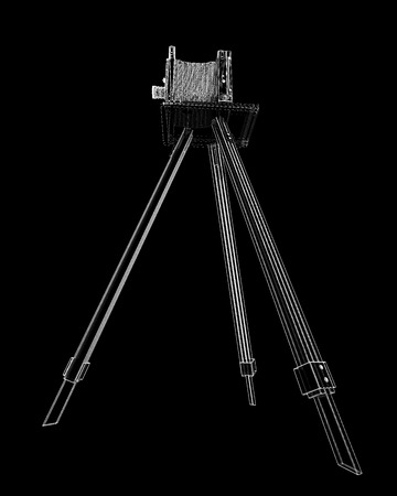 antique camera on a tripod in the background frame modelの写真素材