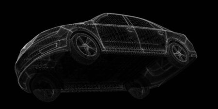 Car 3D model body structure, wire modelの写真素材