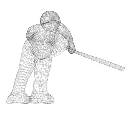 figure of a man with a magnifying glass in hand isolated on backgroundの写真素材