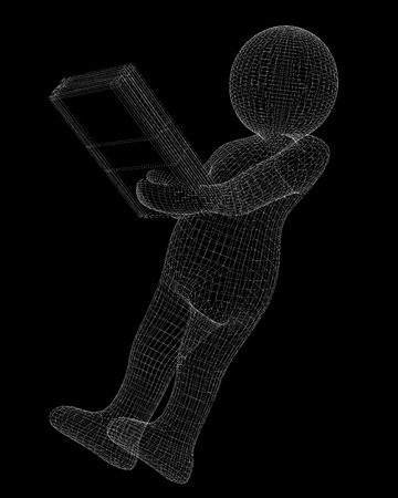 figure of a man with a folder in hand isolated on backgroundの写真素材