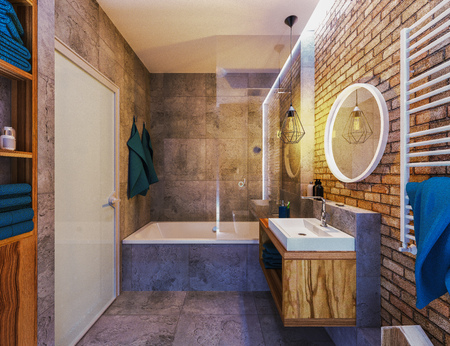 modern design of a bathroomの写真素材