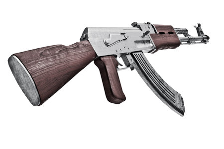 3d model submachine gun isolated on white backgroundの写真素材