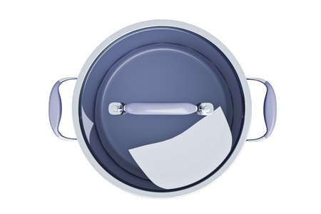 3d model of a saucepan with a glass lid isolated on a white backgroundの写真素材